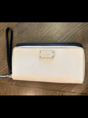 kate spade Cream and Black Zip Wristlet Wallet